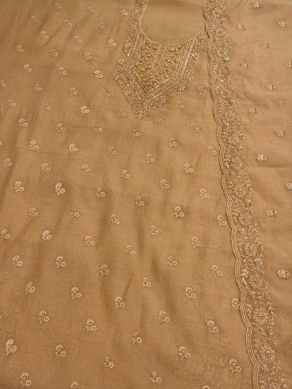 Hand-Embellished Chanderi Cotton Suit Set