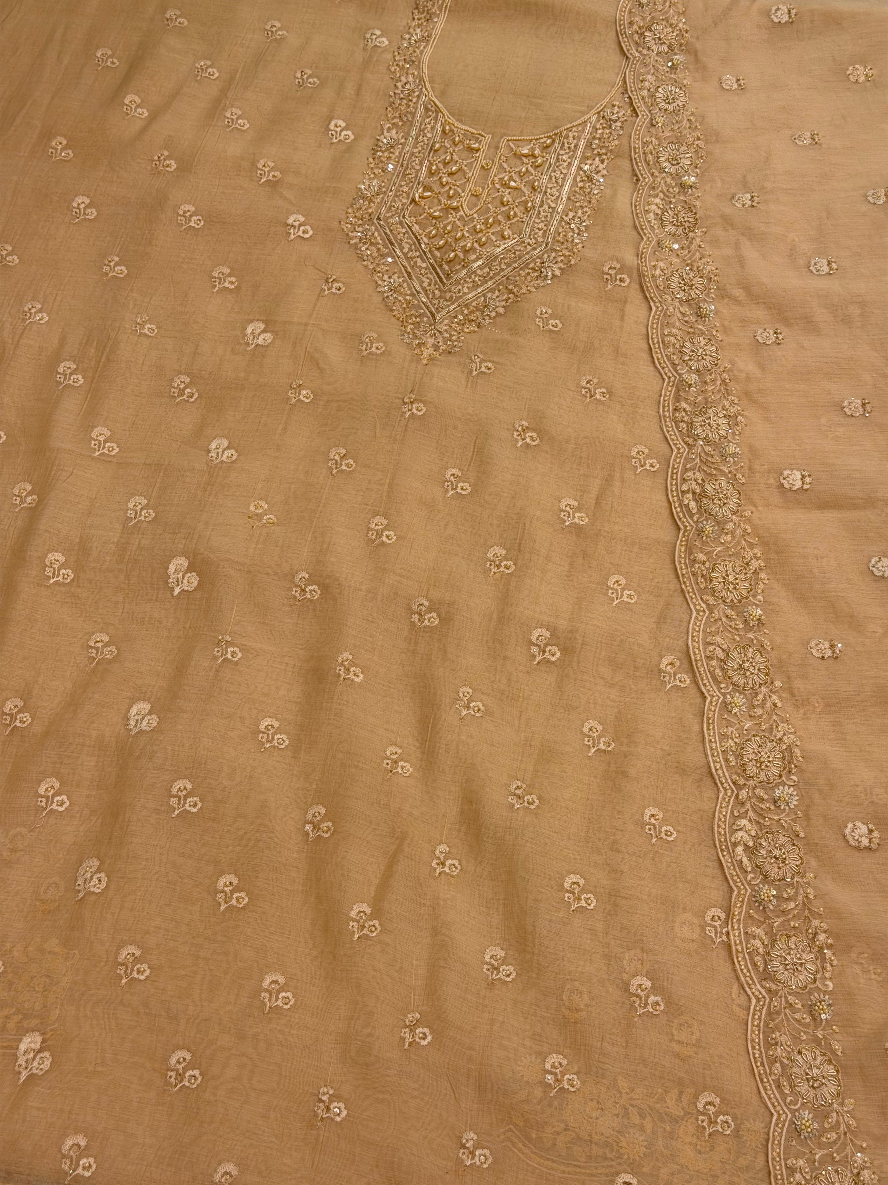 Hand-Embellished Chanderi Cotton Suit Set