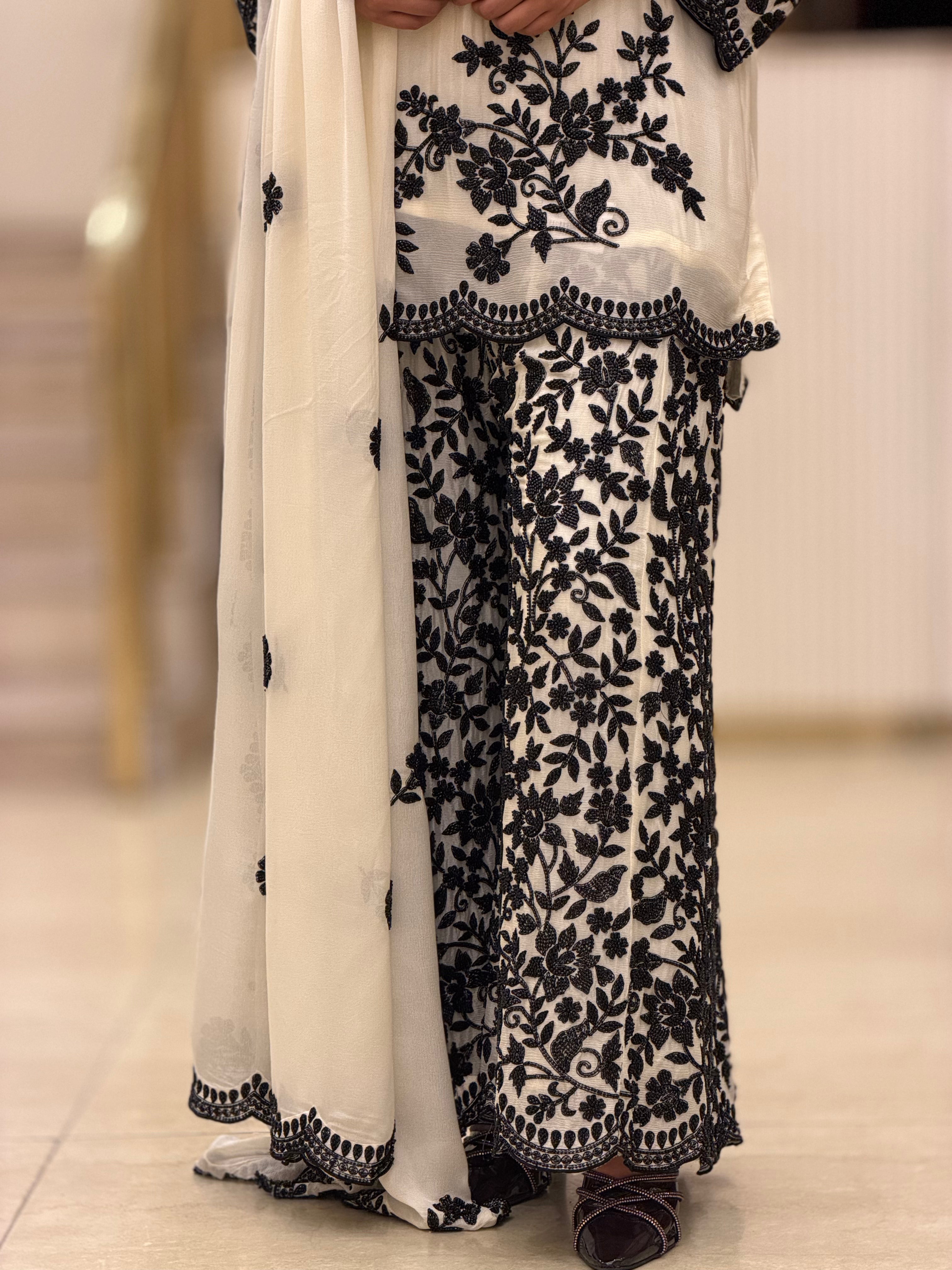 Luxury Chinon Hand-Beaded Embroidered Suit for Women