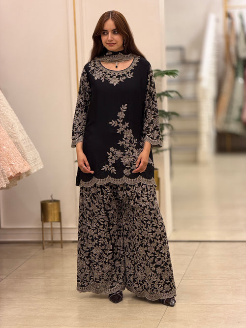 Luxury Chinon Hand-Beaded Embroidered Suit for Women