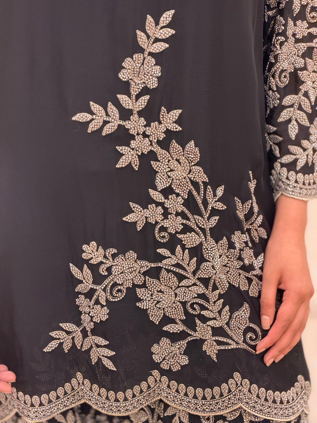 Luxury Chinon Hand-Beaded Embroidered Suit for Women