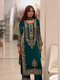 Luxury Emerald Green Premium Chinon Suit with Heavy Cutdana Embellishment