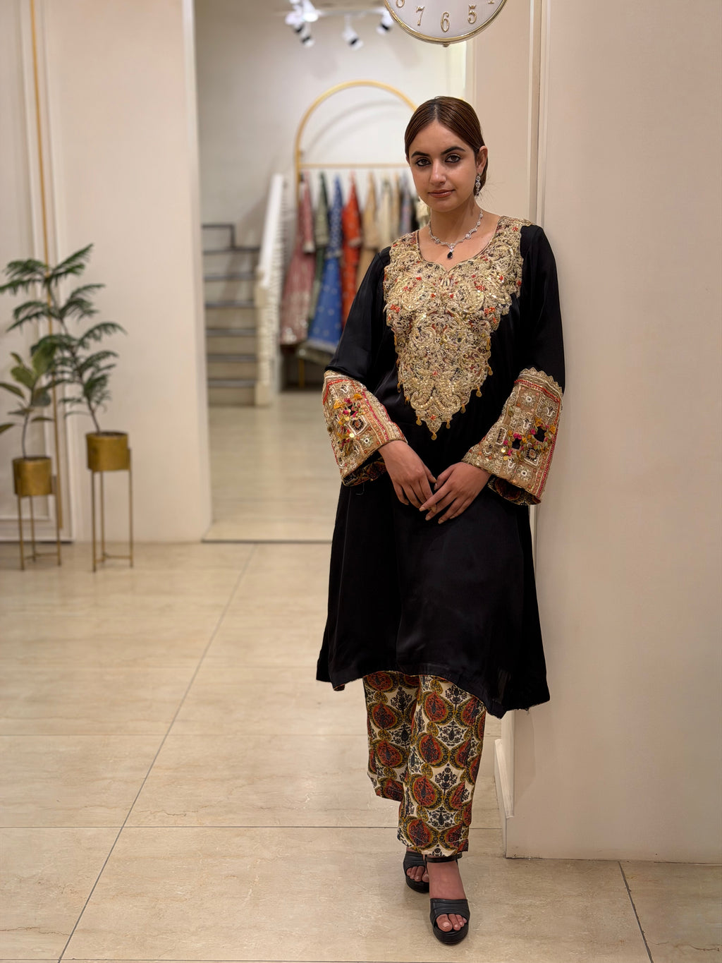 Premium Beige Dori Appliqué Handwork Kurta for Women