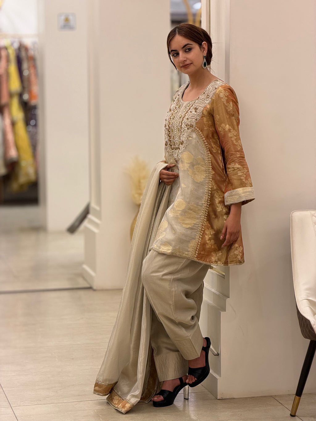 Luxury Tissue Organza Zardozi Dabka & Jewel Work Suit for Women