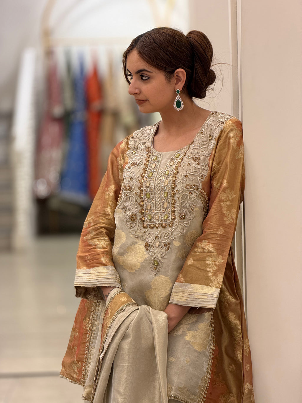 Luxury Tissue Organza Zardozi Dabka & Jewel Work Suit for Women