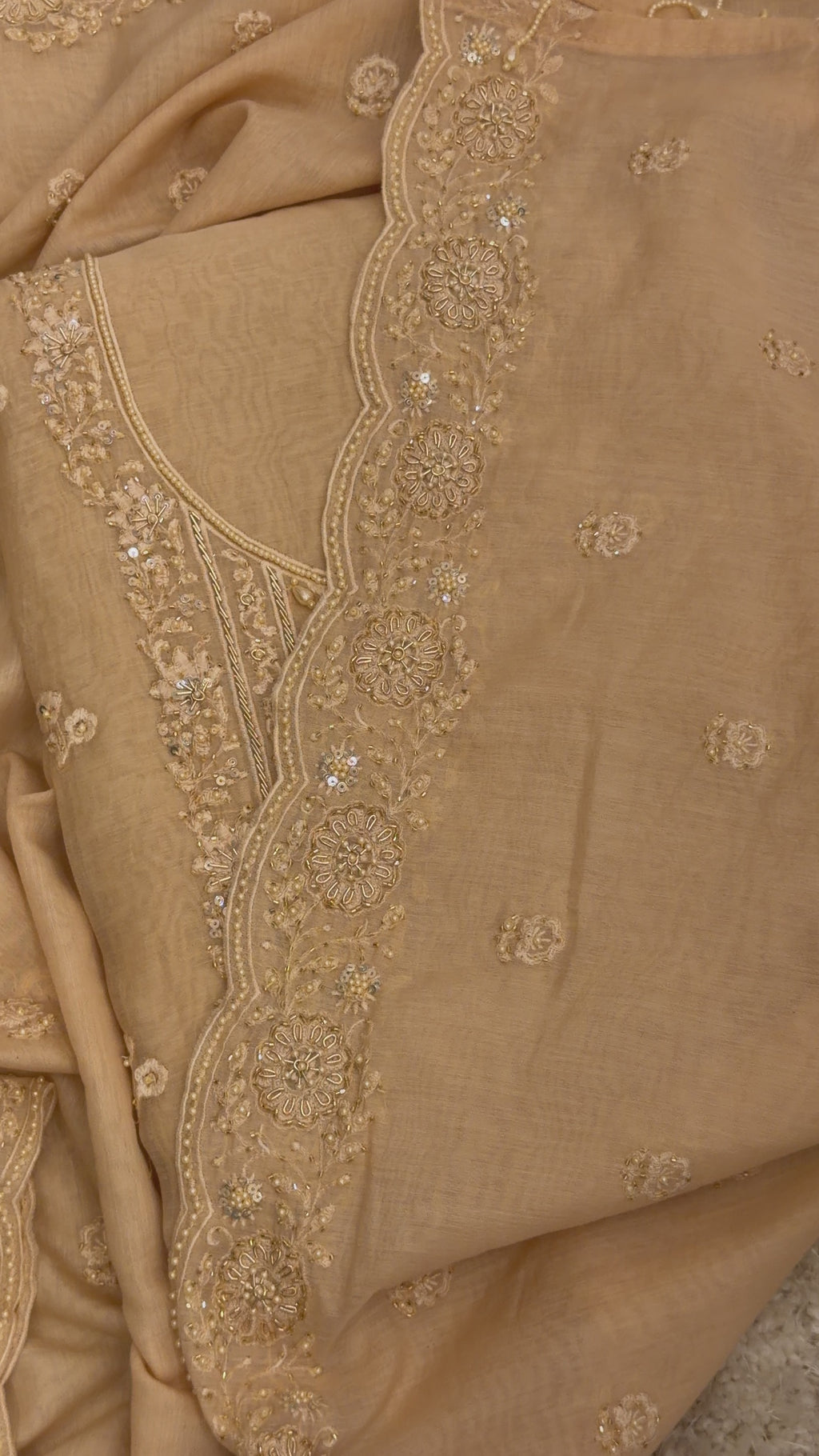 Hand-Embellished Chanderi Cotton Suit Set
