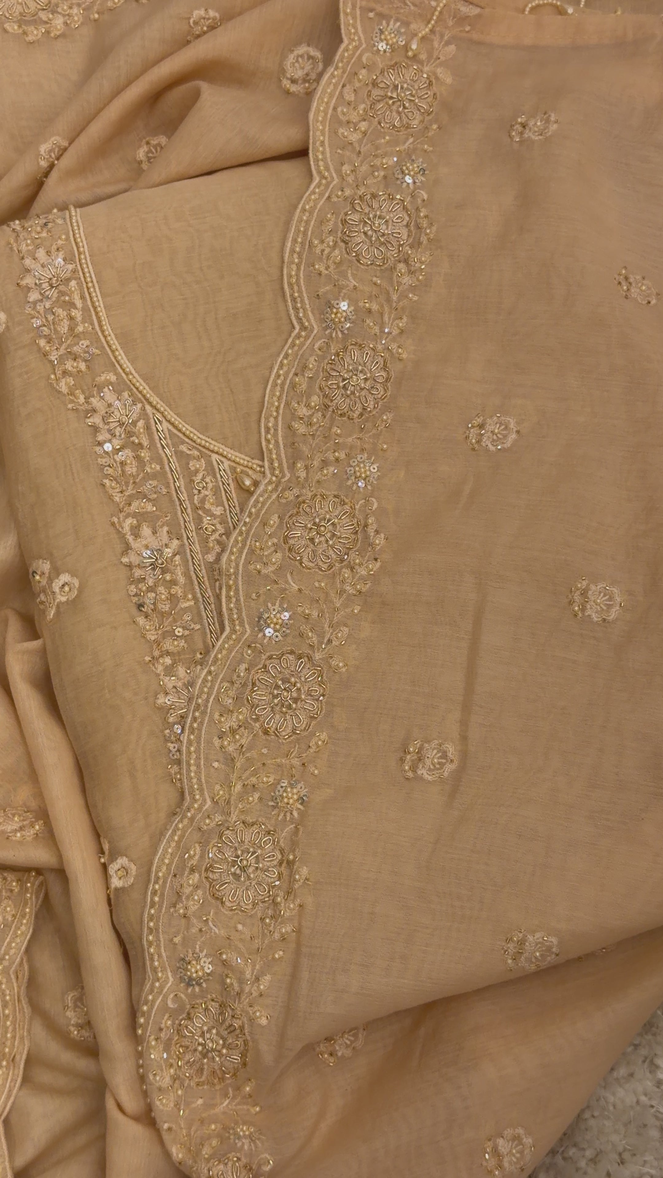 Hand-Embellished Chanderi Cotton Suit Set